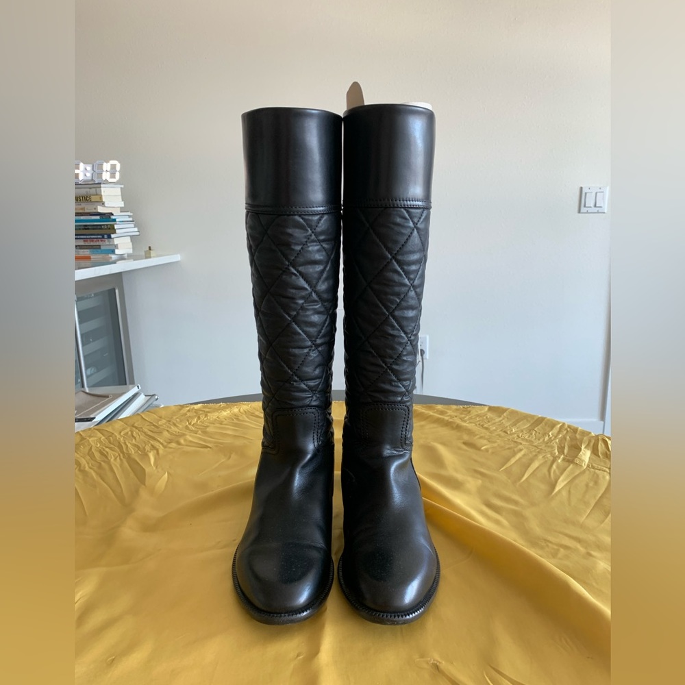 CHANEL Diamond Quilted High Black Boots Women’s EU 37, Asia 240mm